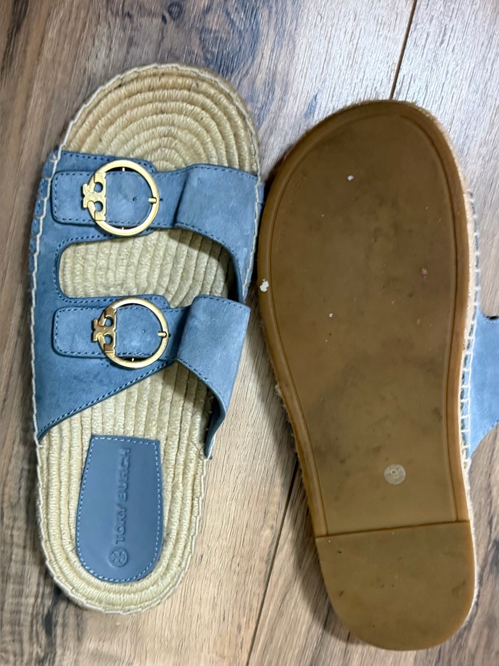 Tory Burch blue espadrille flats slides size 9 - Picture 6 of 7